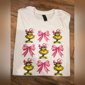 Grinch Tee with Pink Bows